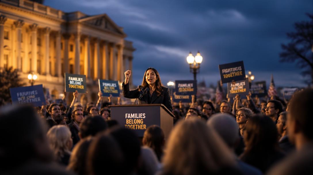 Advocacy rally with speaker at a podium